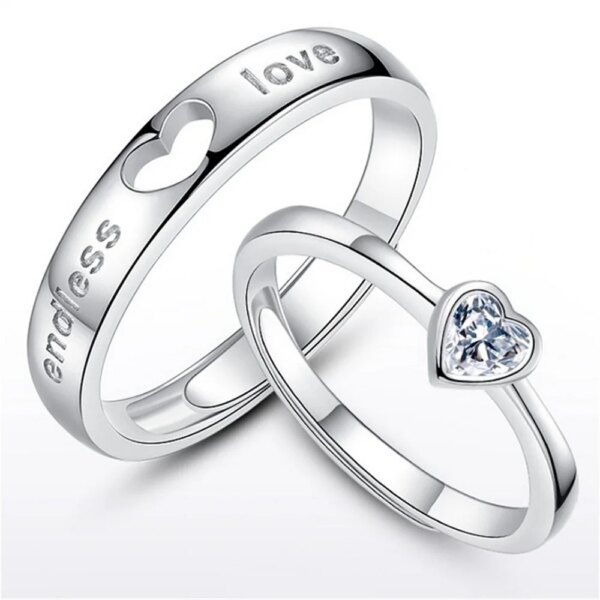 2 anneaux de luxe en Zircon pour femmes et hommes, amour sans fin, bague de fiançailles, charme, bijoux de saint-valentin