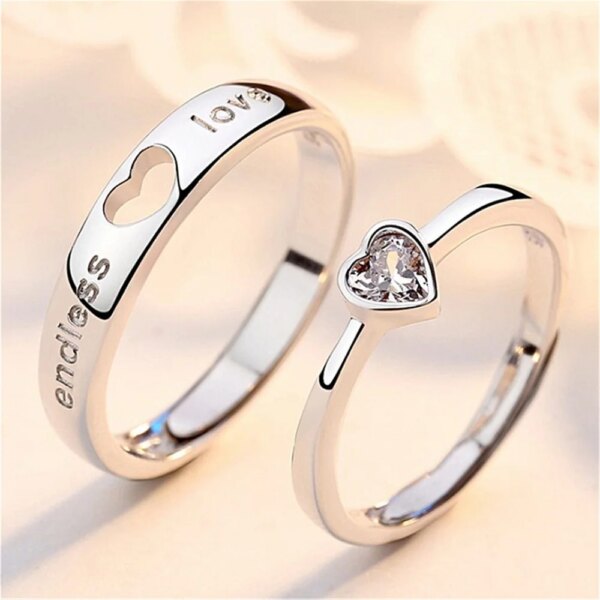 2 anneaux de luxe en Zircon pour femmes et hommes, amour sans fin, bague de fiançailles, charme, bijoux de saint-valentin