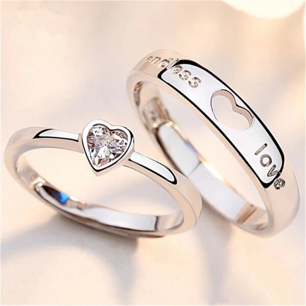 2 anneaux de luxe en Zircon pour femmes et hommes, amour sans fin, bague de fiançailles, charme, bijoux de saint-valentin
