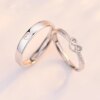 2 anneaux de luxe en Zircon pour femmes et hommes, amour sans fin, bague de fiançailles, charme, bijoux de saint-valentin