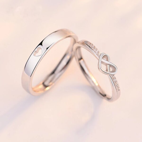 2 anneaux de luxe en Zircon pour femmes et hommes, amour sans fin, bague de fiançailles, charme, bijoux de saint-valentin