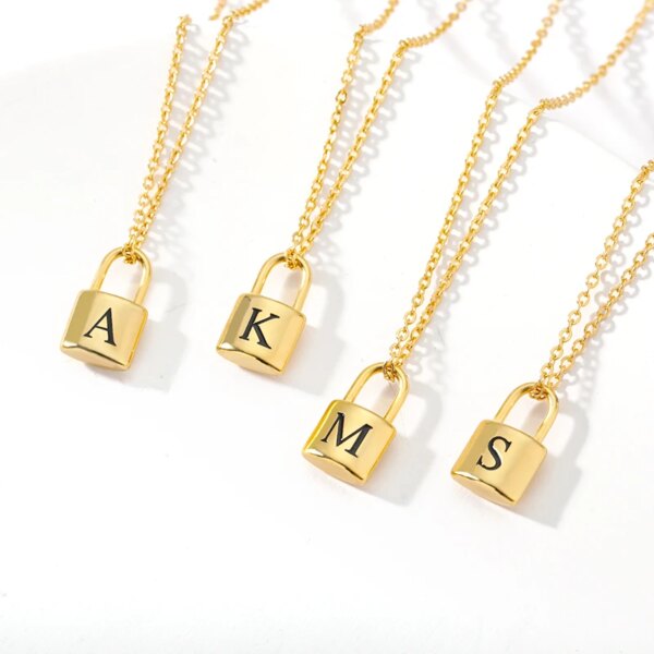 Collier Initial en Acier Inoxydable avec Cadenas et Lettre pour Femme, Bijoux, Cadeau de la ixdes Léons