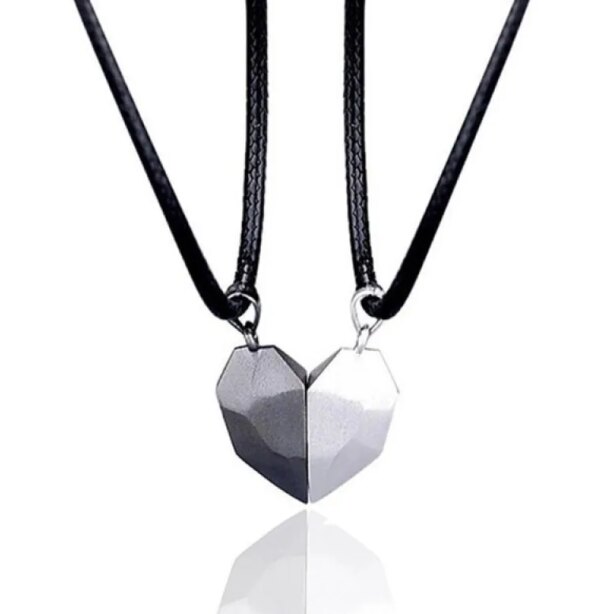 Collier de Couple magnétique pour amoureux, pendentif gothique Punk en forme de cœur pour hommes, bijoux de mariage, cadeau de saint valentin, 1 paire