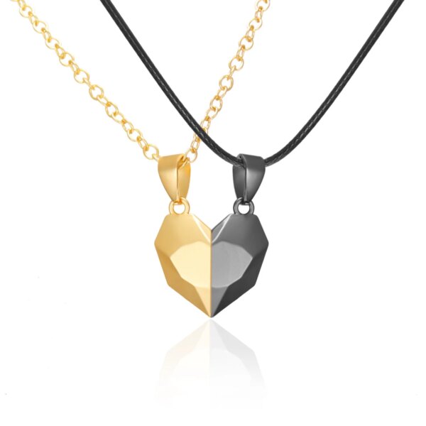 Collier de Couple magnétique pour amoureux, pendentif gothique Punk en forme de cœur pour hommes, bijoux de mariage, cadeau de saint valentin, 1 paire