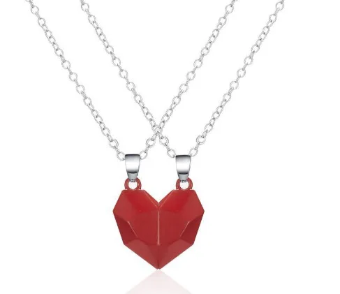 Collier de Couple magnétique pour amoureux, pendentif gothique Punk en forme de cœur pour hommes, bijoux de mariage, cadeau de saint valentin, 1 paire