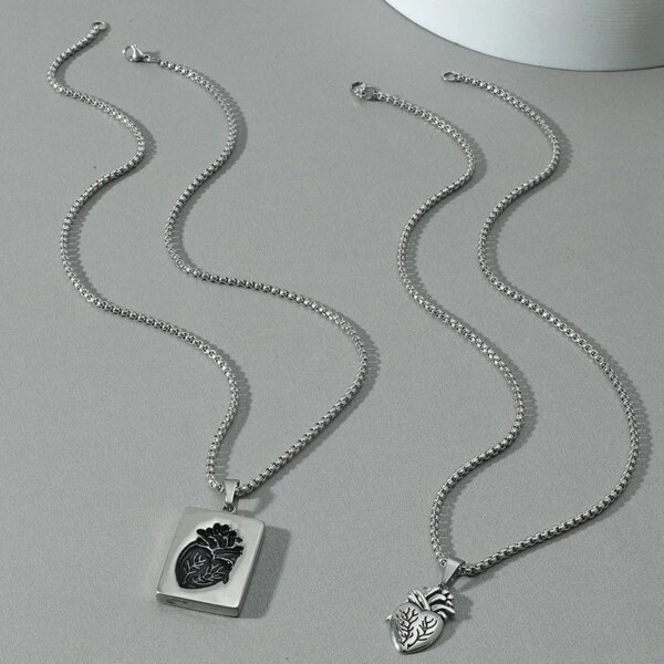 75213-c5cf9c.jpg Colliers pendentif coeur anatomique pour hommes et femmes, acier inoxydable, bijoux de couple, cadeau de puzzle, hip hop punk, présidence