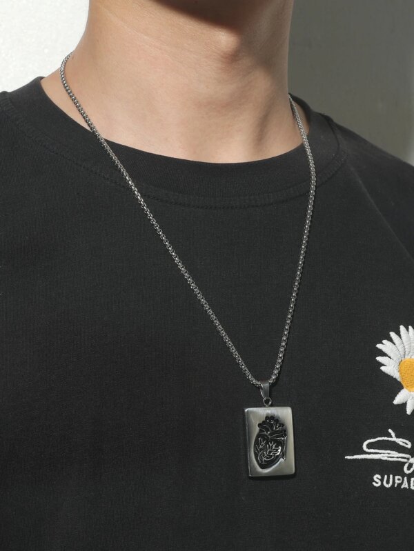 Colliers pendentif coeur anatomique pour hommes et femmes, acier inoxydable, bijoux de couple, cadeau de puzzle, hip hop punk, présidence