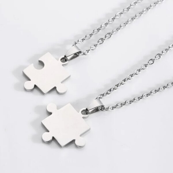 Collier avec pendentif en forme de Puzzle pour homme et femme, bijou de Couple en acier inoxydable, nouvelle mode, cadeau d'amitié, 1 paire