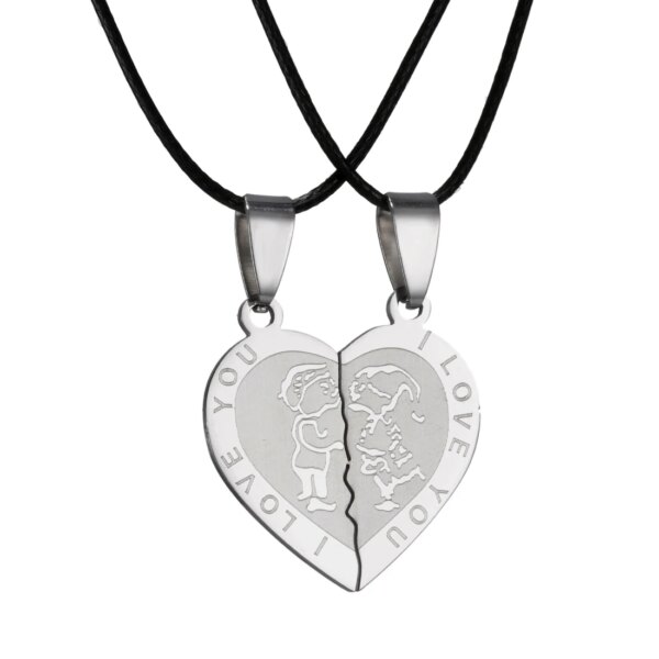 75282-2f9317.jpg Collier avec pendentif en forme de Puzzle pour homme et femme, bijou de Couple en acier inoxydable, nouvelle mode, cadeau d'amitié, 1 paire