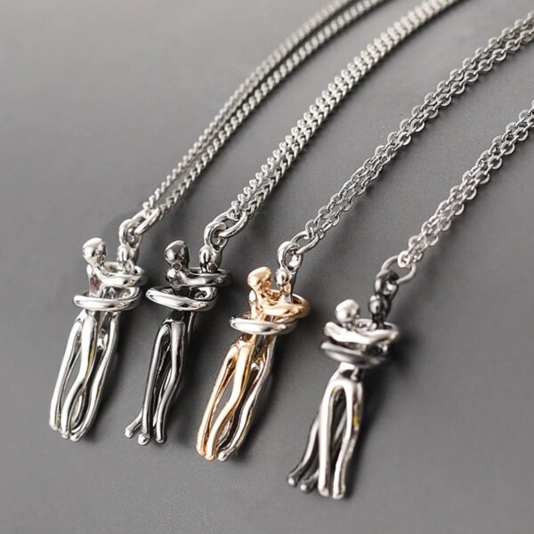 75352-102f7a.jpg Collier à breloques pour Couple, pendentif pour amoureux ensemble pour toujours, placage en métal, Style amour, bijoux cadeau pour femme et maman