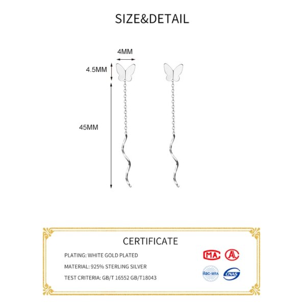 boucle d oreille chaine en argent regardé 925 véritable pour femme, bijoux fins classiques, carré, étoile