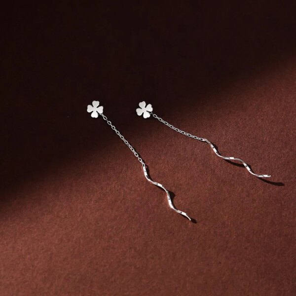 boucle d oreille chaine en argent regardé 925 véritable pour femme, bijoux fins classiques, carré, étoile