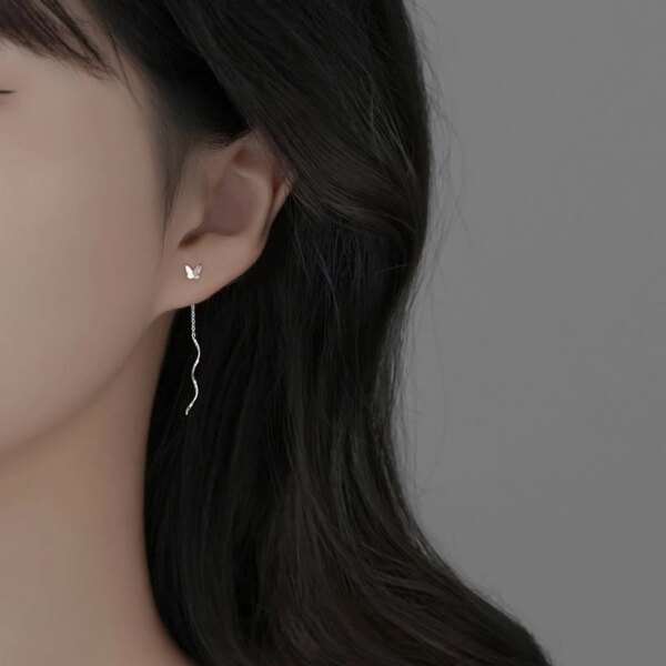 boucle d oreille chaine en argent regardé 925 véritable pour femme, bijoux fins classiques, carré, étoile