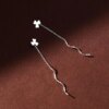 boucle d oreille chaine en argent regardé 925 véritable pour femme, bijoux fins classiques, carré, étoile