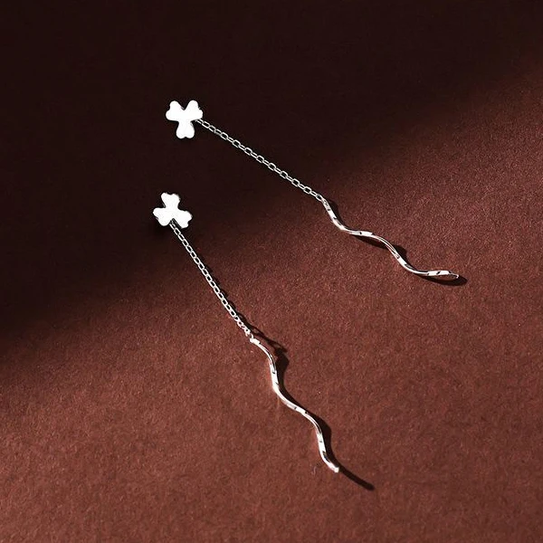 boucle d oreille chaine en argent regardé 925 véritable pour femme, bijoux fins classiques, carré, étoile