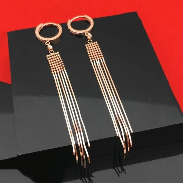 75408-2921de.jpg boucle d oreille chaine pendantes en or rose pour femme, bijoux de mariage classiques