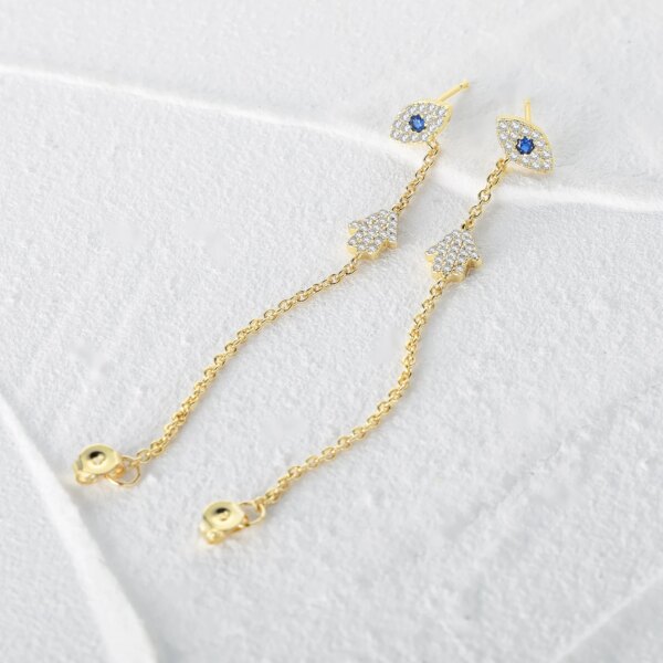 boucle d oreille chaine en or couleur argent tendance mauvais œil Hamsa main breloque Dangle femmes