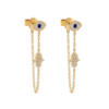 boucle d oreille chaine en or couleur argent tendance mauvais œil Hamsa main breloque Dangle femmes