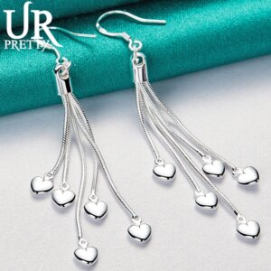 boucle d oreille chaine JODstressen argent regardé 925 véritable pour femme, ligne ondulée