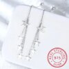 boucle d oreille chaine JODstressen argent regardé 925 véritable pour femme, ligne ondulée