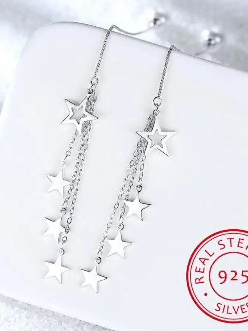 boucle d oreille chaine JODstressen argent regardé 925 véritable pour femme, ligne ondulée