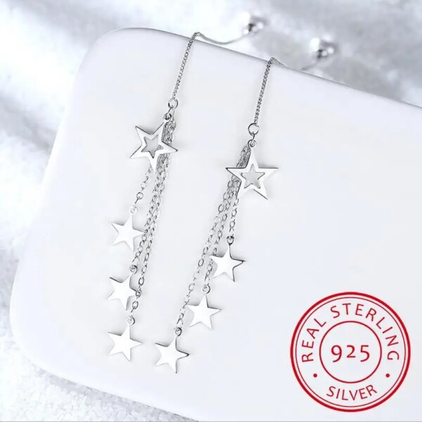 boucle d oreille chaine JODstressen argent regardé 925 véritable pour femme, ligne ondulée