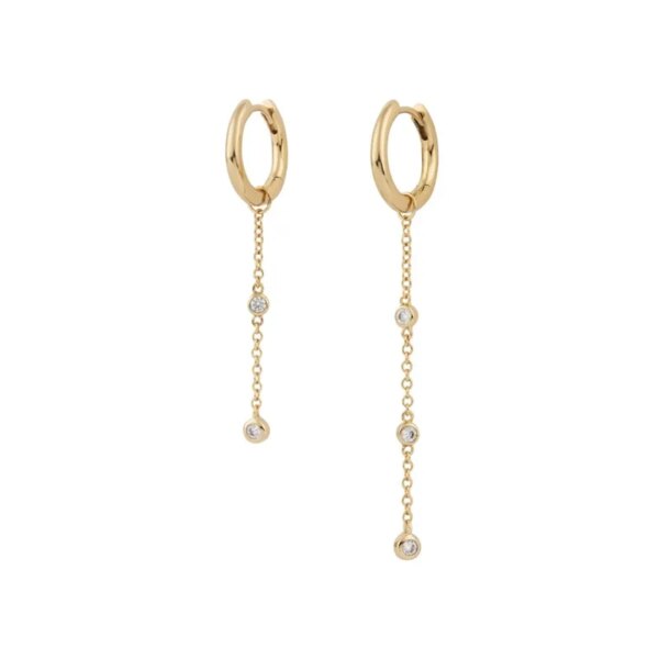 boucle d oreille chaine à breloques détachables en argent Sterling 925, lune et étoile, pendentif goutte