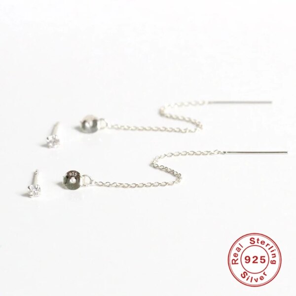 boucle d oreille chaine en cristal pour femmes, élégantes, longues maillons, en argent Sterling 925, bijoux de Cartilage