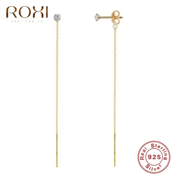 boucle d oreille chaine en cristal pour femmes, élégantes, longues maillons, en argent Sterling 925, bijoux de Cartilage