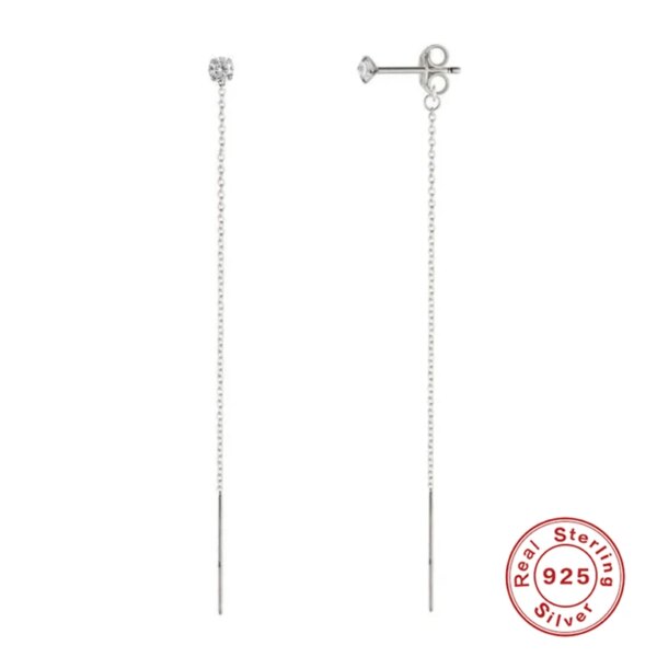 boucle d oreille chaine en cristal pour femmes, élégantes, longues maillons, en argent Sterling 925, bijoux de Cartilage