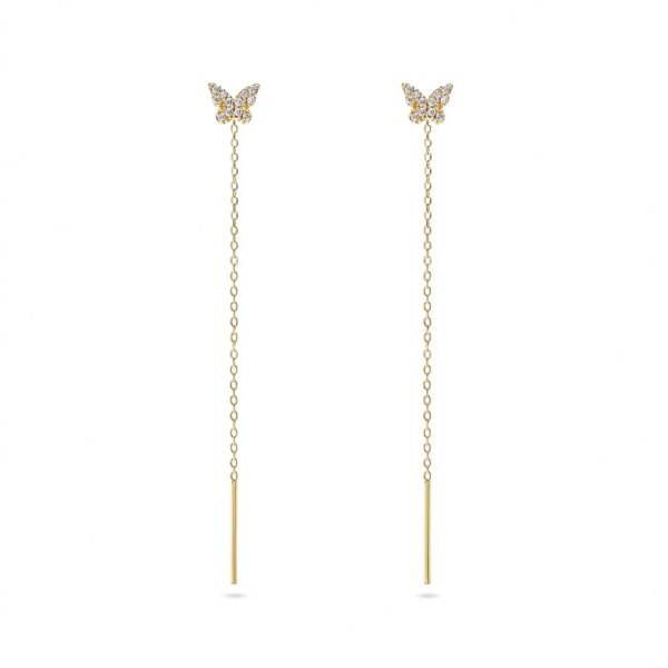boucle d oreille chaine papillon en Zircon pour femmes, en argent Sterling 925, brillant