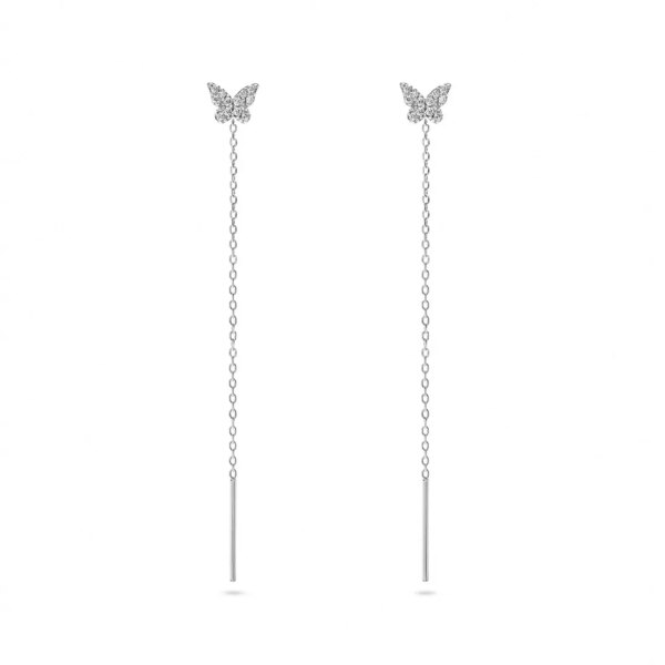 boucle d oreille chaine papillon en Zircon pour femmes, en argent Sterling 925, brillant