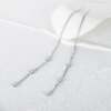 boucle d oreille chaine en argent Sterling 925, trois zircons, longues chaînes