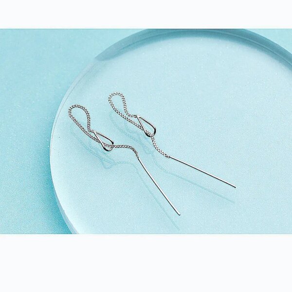 boucle d oreille chaine pendantes en argent regardé 925 avec long pompon pour femme, JOSticker Bar