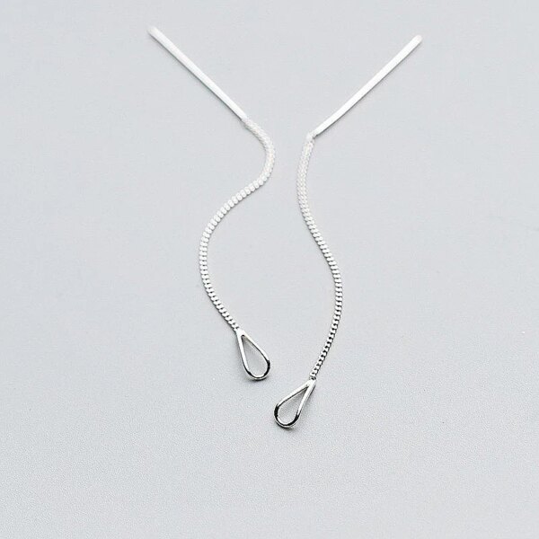 boucle d oreille chaine pendantes en argent regardé 925 avec long pompon pour femme, JOSticker Bar