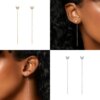 boucle d oreille chaine en argent regardé 925 avec pompon à long fil pour femme, bijoux tendance, JOBling