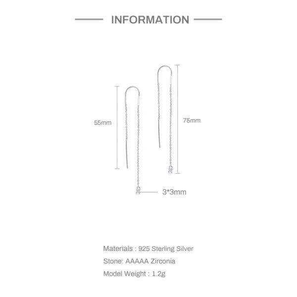 boucle d oreille chaine en argent regardé 925 avec pompon à long fil pour femme, bijoux tendance, JOBling