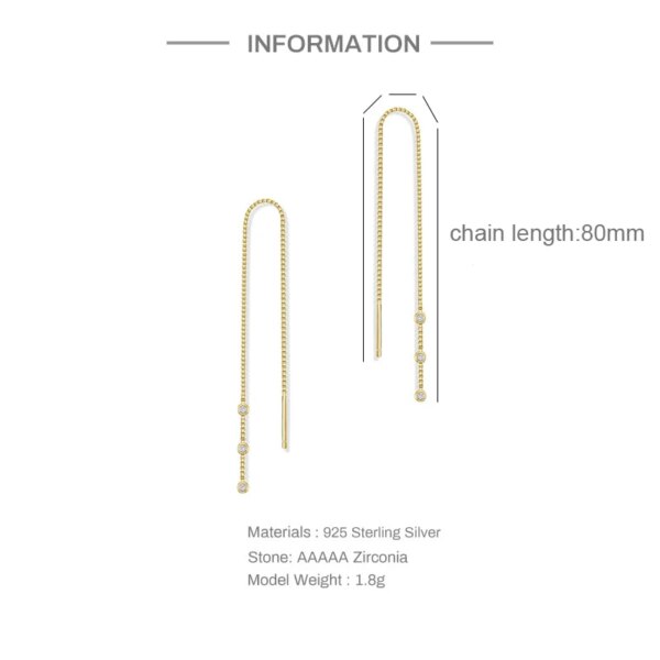 boucle d oreille chaine en argent regardé 925 avec pompon à long fil pour femme, bijoux tendance, JOBling