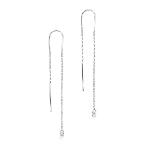 boucle d oreille chaine en argent regardé 925 avec pompon à long fil pour femme, bijoux tendance, JOBling
