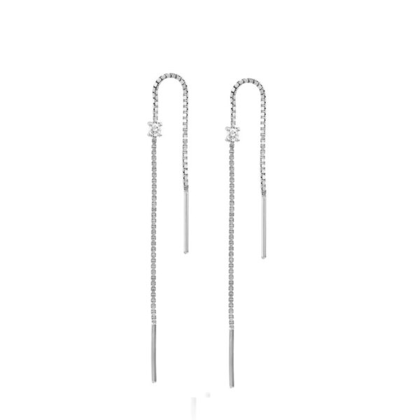 boucle d oreille chaine en argent regardé 925 avec pompon à long fil pour femme, bijoux tendance, JOBling