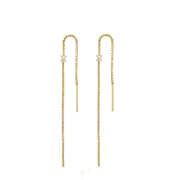 boucle d oreille chaine en argent regardé 925 avec pompon à long fil pour femme, bijoux tendance, JOBling