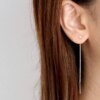 boucle d oreille chaine Aide 925 en argent Sterling longue chaîne gland goutte boucle d'oreille ligne cristal longue