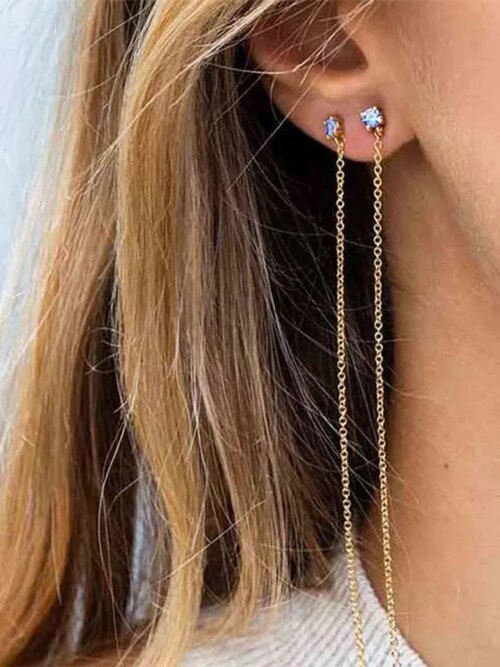 Boucle d oreille 2 trous , Vintage, 2 ou 1 pièces, deux piercings, un côté