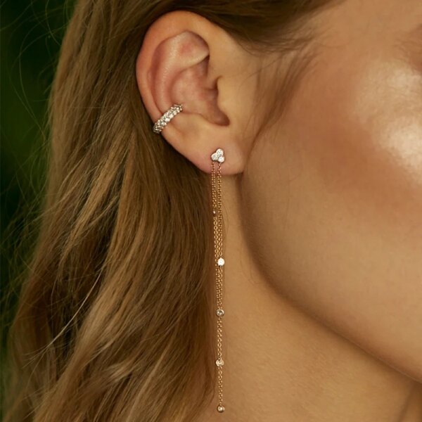 75753-f47111.jpg boucle d oreille chaine pendantes en argent Sterling 925 pour femmes, bijoux de fête élégants, trois ronds, fleur en Zircon