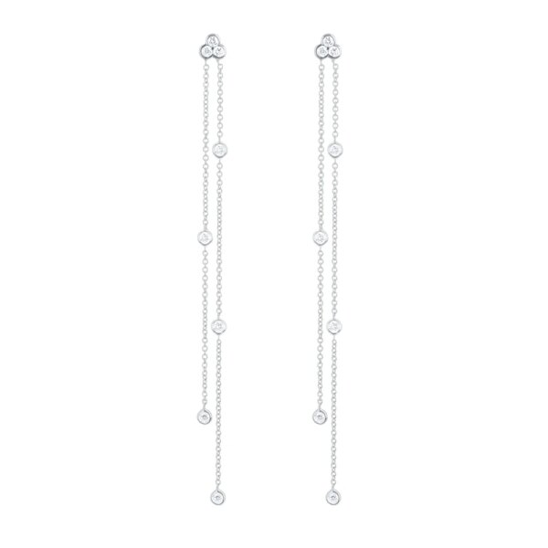 boucle d oreille chaine pendantes en argent Sterling 925 pour femmes, bijoux de fête élégants, trois ronds, fleur en Zircon