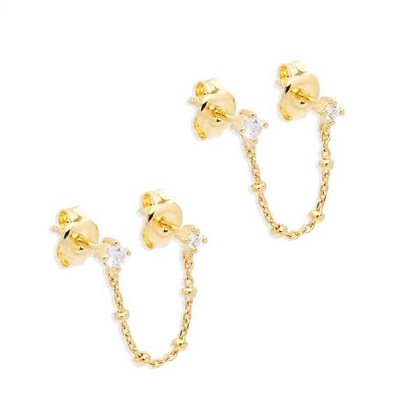 boucle d oreille chaine en argent Sterling 925 zircone, longues chaînes à pampilles pour femmes