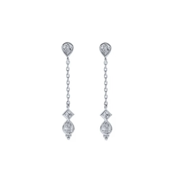 boucle d oreille chaine en argent Sterling 925 zircone, longues chaînes à pampilles pour femmes