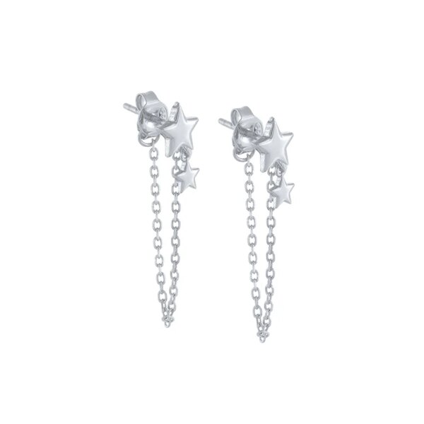 boucle d oreille chaine en argent Sterling 925 zircone, longues chaînes à pampilles pour femmes