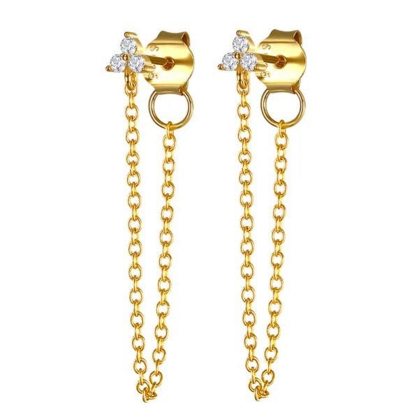 boucle d oreille chaine en argent Sterling 925 zircone, longues chaînes à pampilles pour femmes