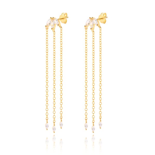 boucle d oreille chaine en argent Sterling 925 zircone, longues chaînes à pampilles pour femmes